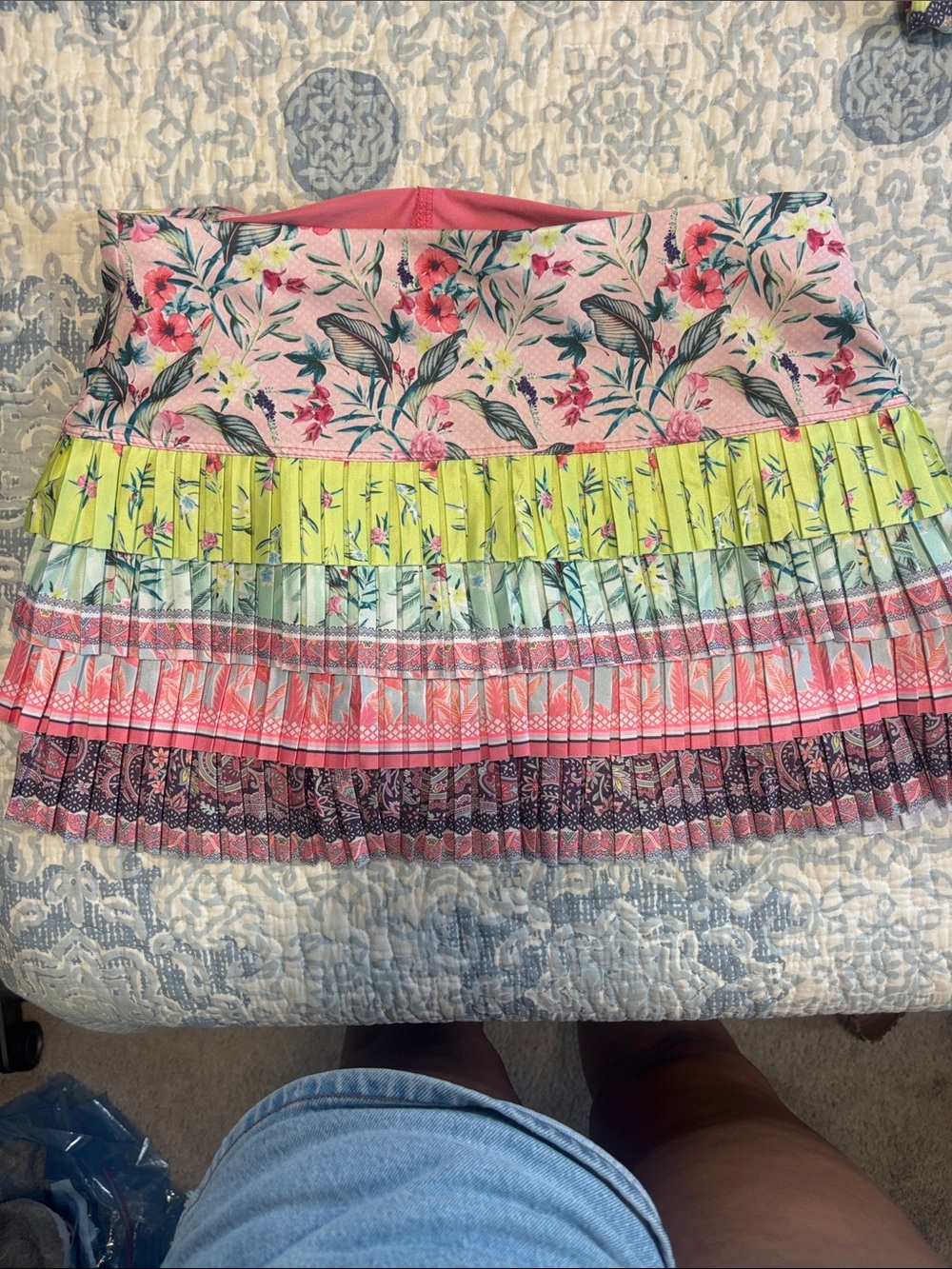 Lucky in Love Floral Tiered Mini Skirt - Pink & Yellow